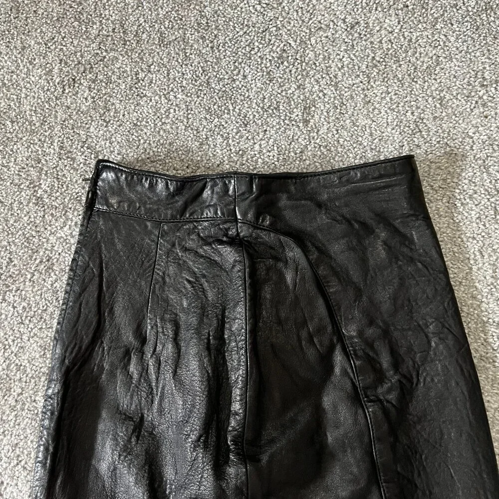 Vintage Ann‎ Taylor skirt womens 4 black leather pencil classic grunge USA 80s - Picture 6 of 13